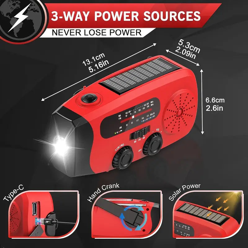 3-in-1 Emergency Radio – Stay Connected & Powered Anytime!