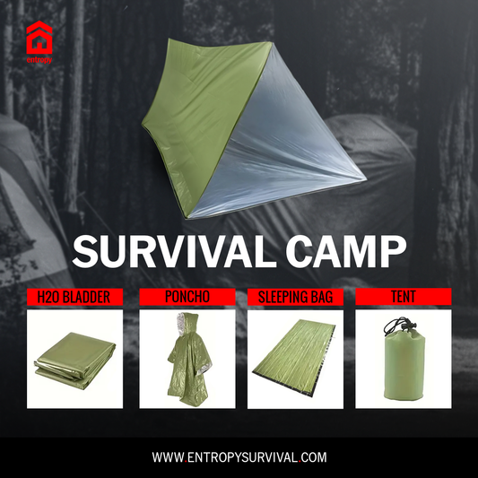 4-in-1 Emergency Mylar Camping Survival Kit (Green)