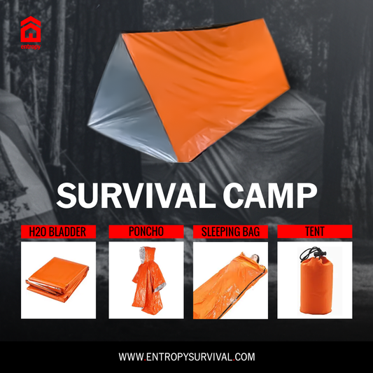 4-in-1 Emergency Mylar Camping Survival Kit (Orange)